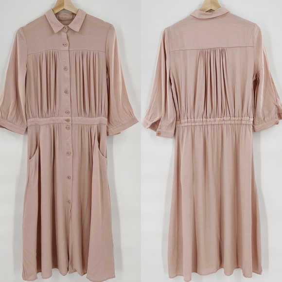 Sessun Jeanette light pink shirt dress button down size L - Picture 2 of 11
